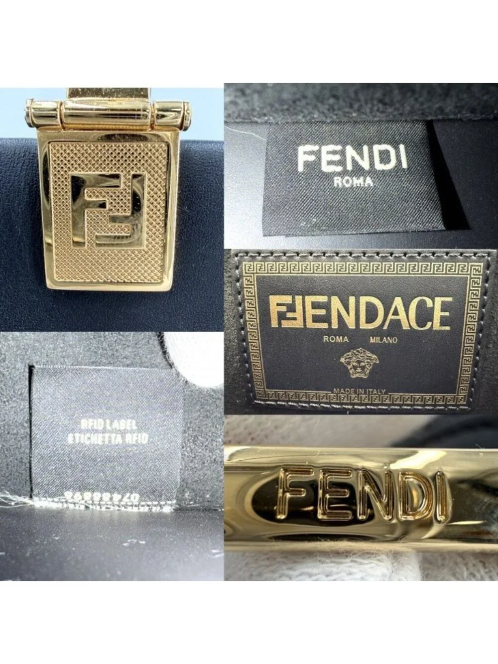 Fendi 2-Way Fender Che Sunshine Shoulder Bag Tote Crossbody Versa Chi Collaborat